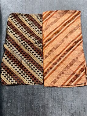 Vintage, Hand Made, 100% Silk Pocket Squares, Set of 2, Handkerchiefs or Scarves